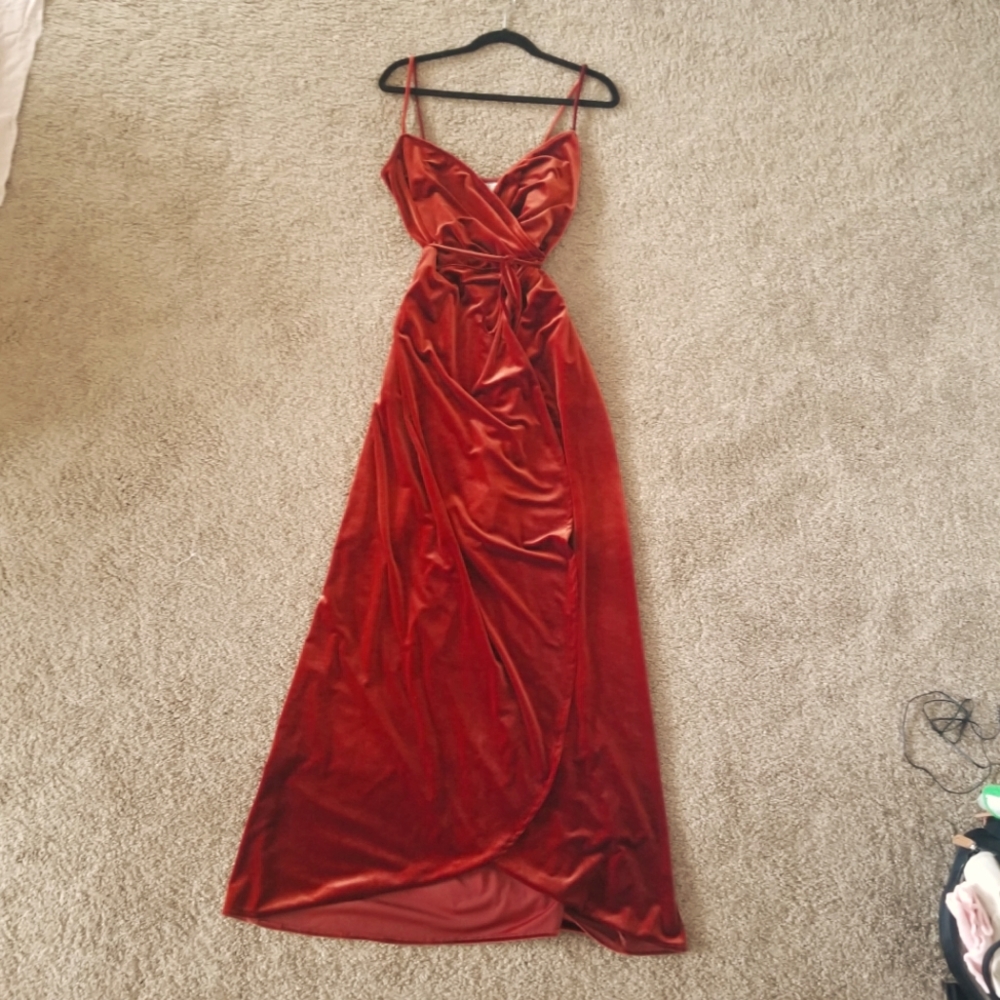 Burnt Orange Satin Dress